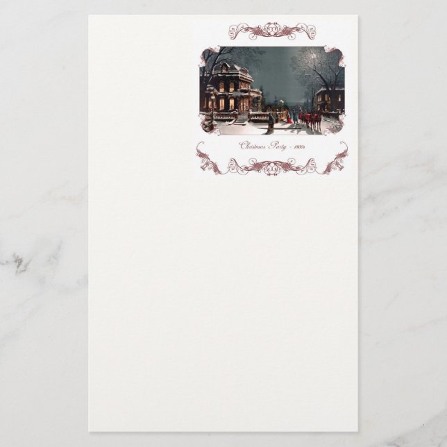 Victorian Christmas Party Stationery (Front)