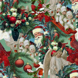 Victorian Christmas Portrait Wrapping Paper<br><div class="desc">Father Christmas surrounded by greenery,  with flowers,  angels,  children and ornaments in bright reds and greens.</div>
