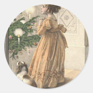 Victorian Christmas Retro Vintage Holiday Classic Round Sticker