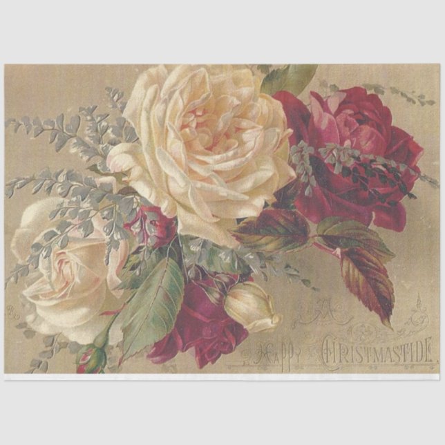 Victorian Christmas Roses Tissue Paper (Front)