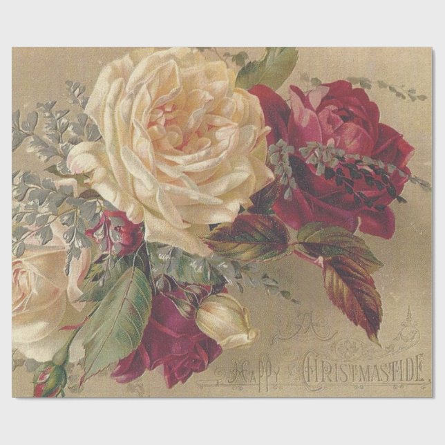 Victorian Christmas Roses  Wrapping Paper (Flat)
