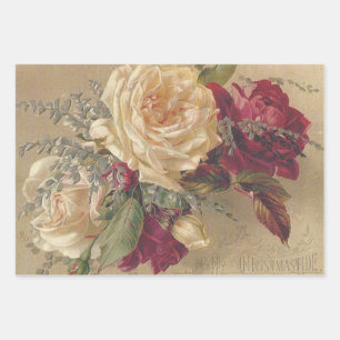 Victorian Christmas Roses Wrapping Paper Sheet