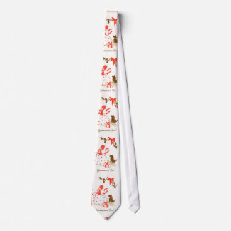 Victorian Christmas Scottie Red White Black Girl Tie