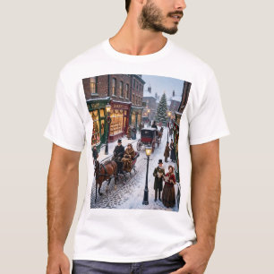 Victorian Christmas Street – A Timeless Holiday St T-Shirt