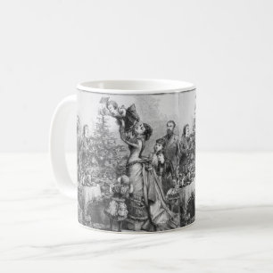 Victorian Christmas Tree Family Antique Holiday  Coffee Mug
