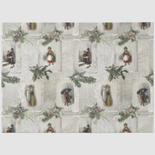 Victorian Christmas Vignettes w/Winter Greenery Tissue Paper