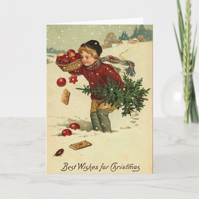 Victorian Christmas Vintage Retro Art Holiday Card (Front)