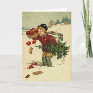 Victorian Christmas Vintage Retro Art Holiday Card