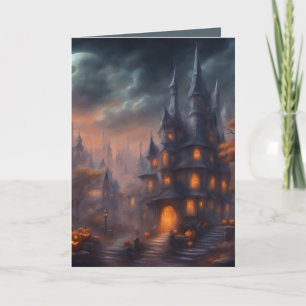 Victorian city Halloween Card