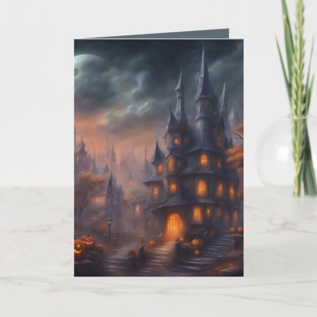 Victorian city Halloween Card (Front)