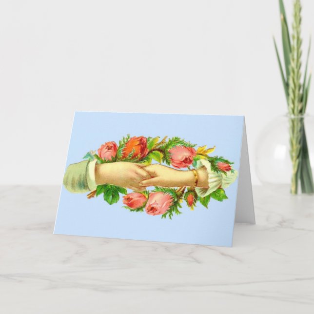 Victorian clasped hands print card (Front)