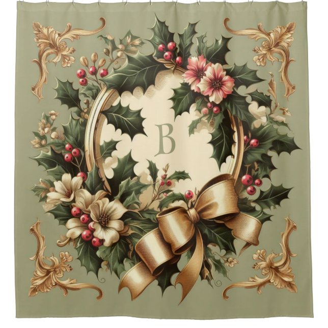 Victorian/Classic/Vintage Christmas Shower Curtain (Front)