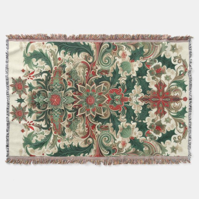 Victorian/Classic/Vintage Christmas Throw Blanket (Front)
