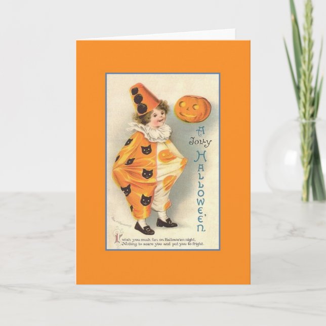 Victorian Clown Halloween Greeting Card (Front)