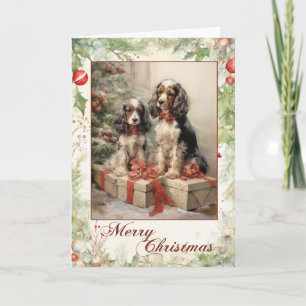 Victorian Cocker Spaniel Puppy Christmas Holiday Card