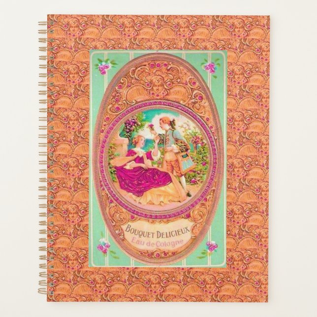 Victorian colonial French floral perfume label Planner (Front)