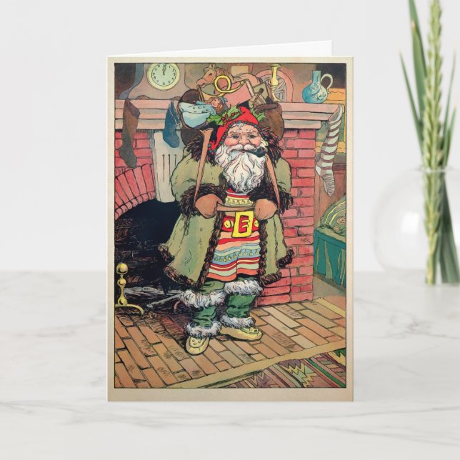 Victorian Colourful Santa Holiday Card (Front)