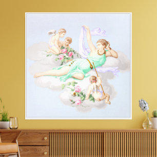 Victorian Coquette Pastel Angel Clouds Canvas Print