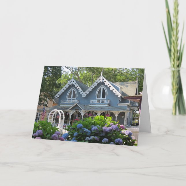 Victorian Cottage in Blue - Martha's Vineyard Card (Front)