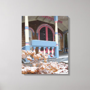 Victorian Cottage in Snow - Martha's Vineyard Canvas Print