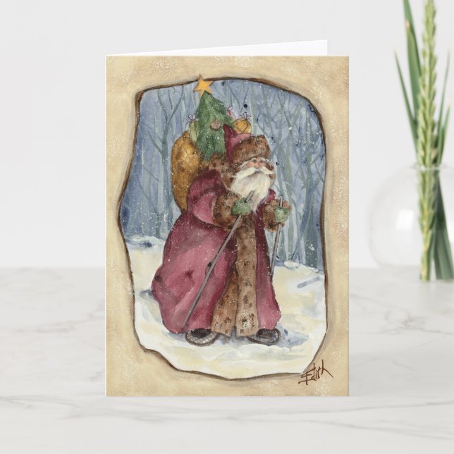 VICTORIAN COUNTRY SANTA HOLIDAY CARD (Front)