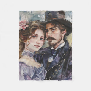 Victorian Couple Fleece Blanket