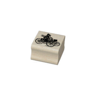 Victorian couple man woman Carriage Wagon Art Rubber Stamp