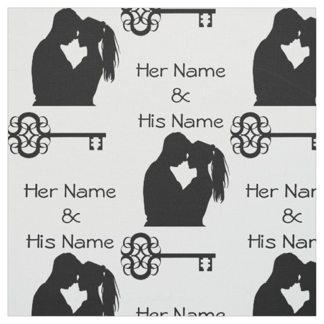 Victorian Couple Silhouette Personalise Fabric (Swatch)