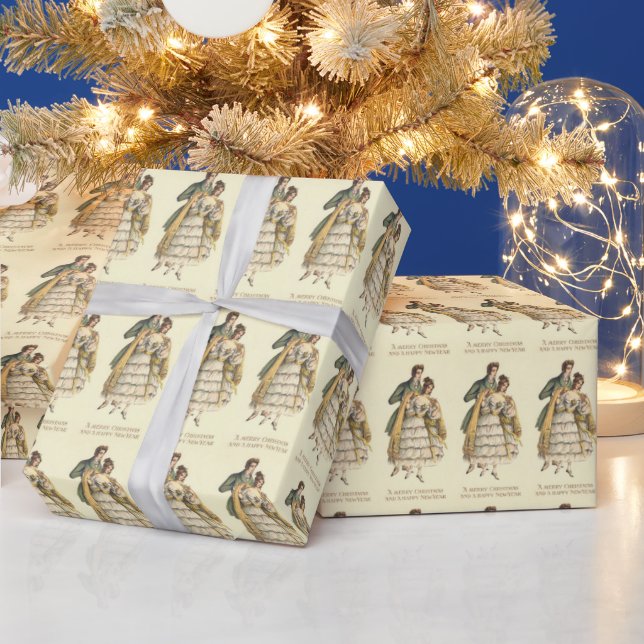 Victorian Couple Vintage Christmas Wrapping Paper (Holidays)