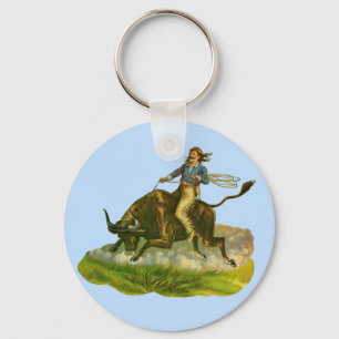 Victorian cowboy bull rider key ring