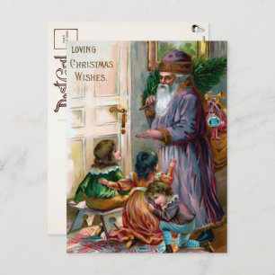 Victorian Creepy Christmas Santa Postcard
