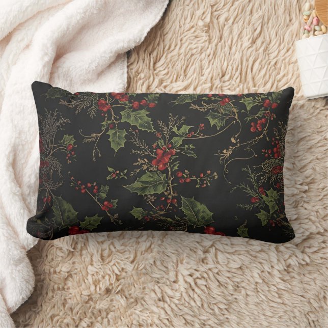 Victorian Crimson Berries Holiday Throw Pillow (Blanket)