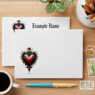 Victorian Crimson  Gothic Heart Envelope