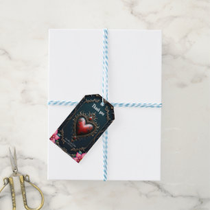 Victorian Crimson Gothic Heart Gift Tags