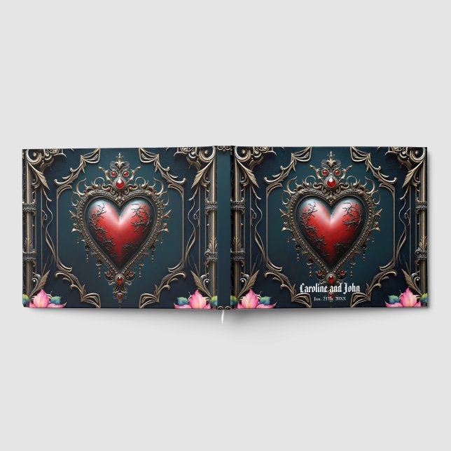Victorian Crimson  Gothic Heart  Guest Book (Full)