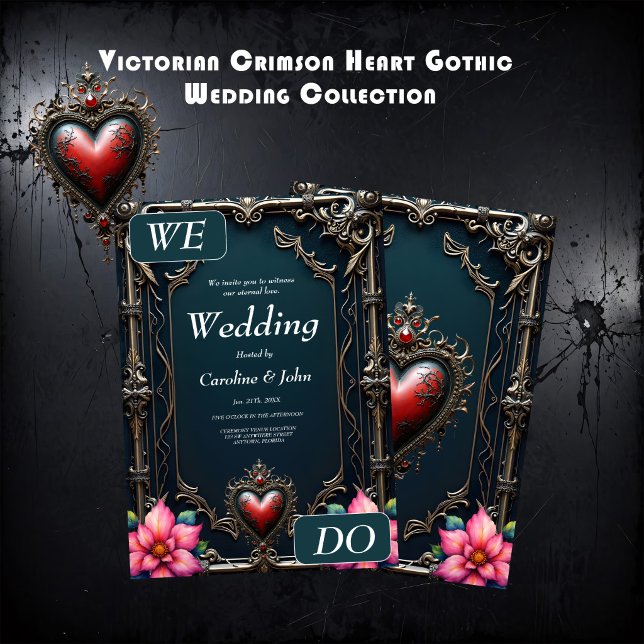 Victorian Crimson  Gothic Heart Invitation (Creator Uploaded)