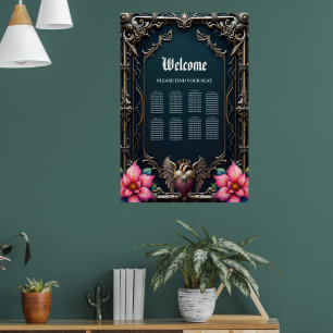 Victorian Crimson  Gothic Heart  Poster