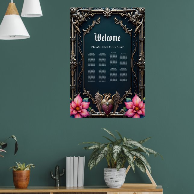Victorian Crimson  Gothic Heart  Poster (Living Room 1)