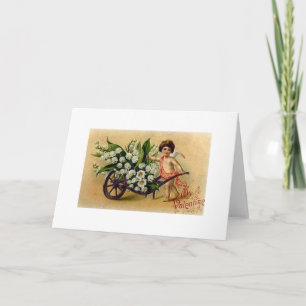 Victorian Cupid with Flowers Valentine's Day Card