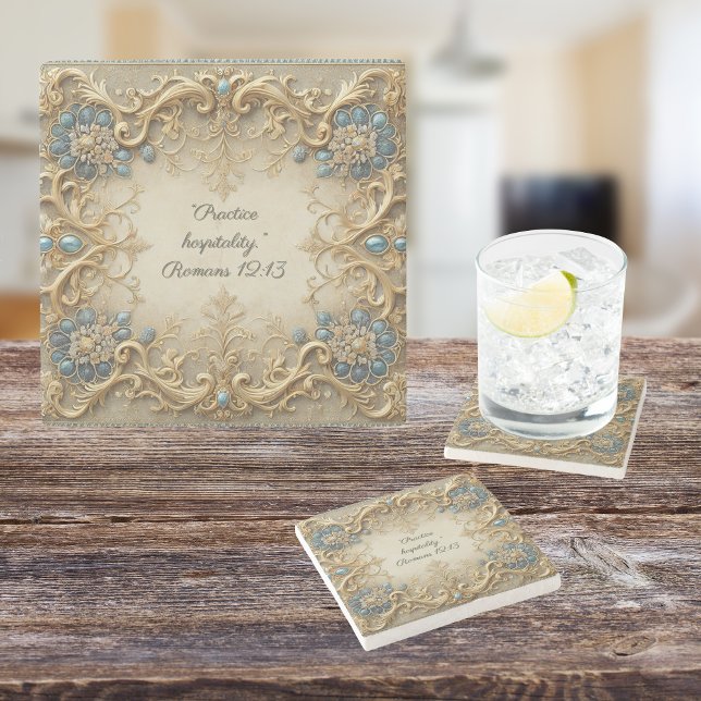 Victorian Customisable Bible Verse  Stone Coaster (Creator Uploaded)