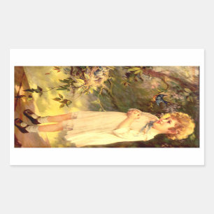 Victorian cutie with birds rectangular sticker