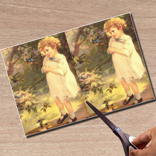 Victorian cutie with birds tissue paper