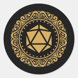 Victorian D20 Dice Tabletop RPG Classic Round Sticker