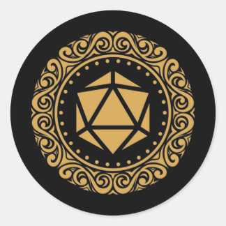 Victorian D20 Dice Tabletop RPG Classic Round Sticker