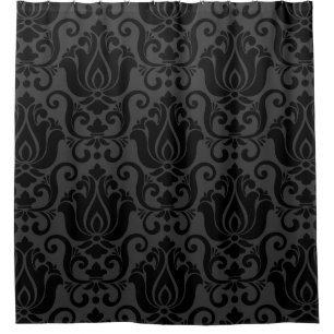 victorian damask antique black wallpaper ornate shower curtain