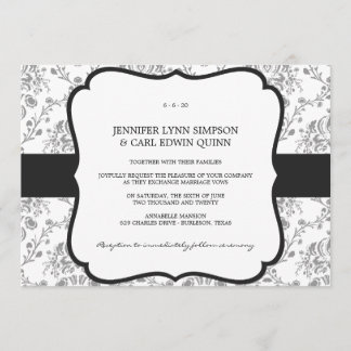 Victorian Damask (Black) Wedding Invitation