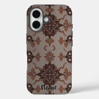 Victorian Damask Brown Copper Pattern