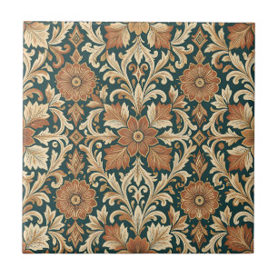 Victorian Damask Floral Pattern with Copper Bronze Tile