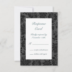 Victorian Damask RSVP (turquoise) Card