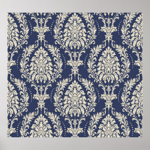 Victorian Damask Wallpaper Vintage Pattern Poster